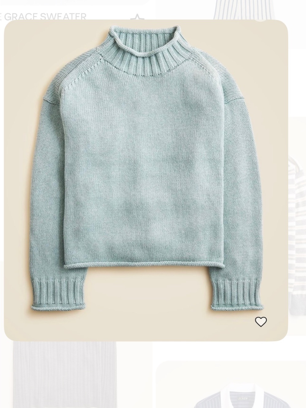 J Crew 2025 Rollneck Light Blue Mock Neck Women’s Sweater